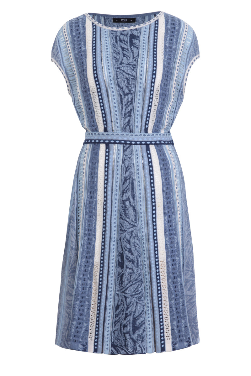 IVKO - Stripe Dress Nomad Motif Stone Blue