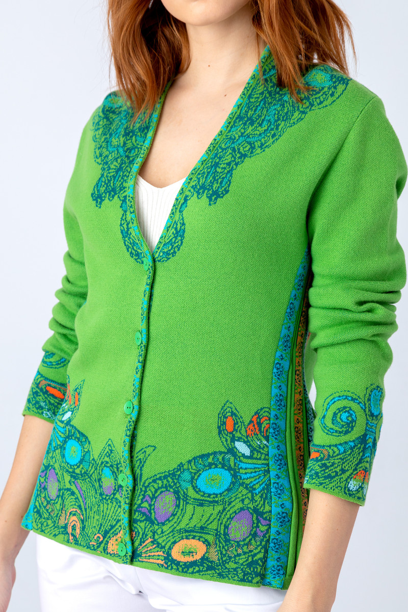 IVKO - Jacquard Jacket V-Neck Necklace Pattern Green