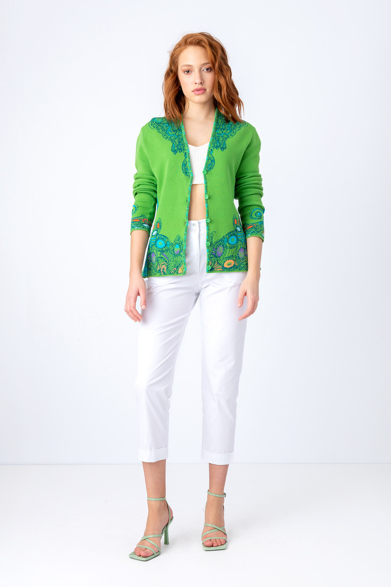 IVKO - Jacquard Jacket V-Neck Necklace Pattern Green