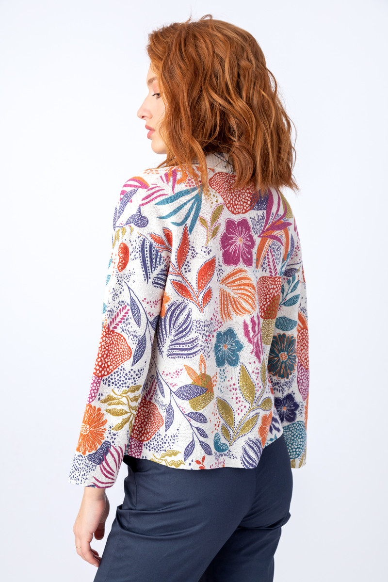 IVKO - Printed Cardigan Sea Plants Motif White