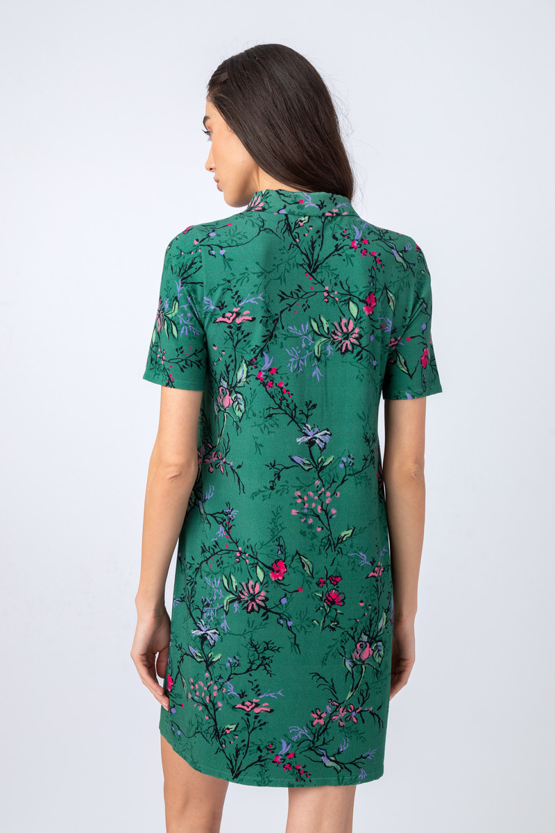 IVKO  - Printed Dress Herbarium Motif Pastel Green