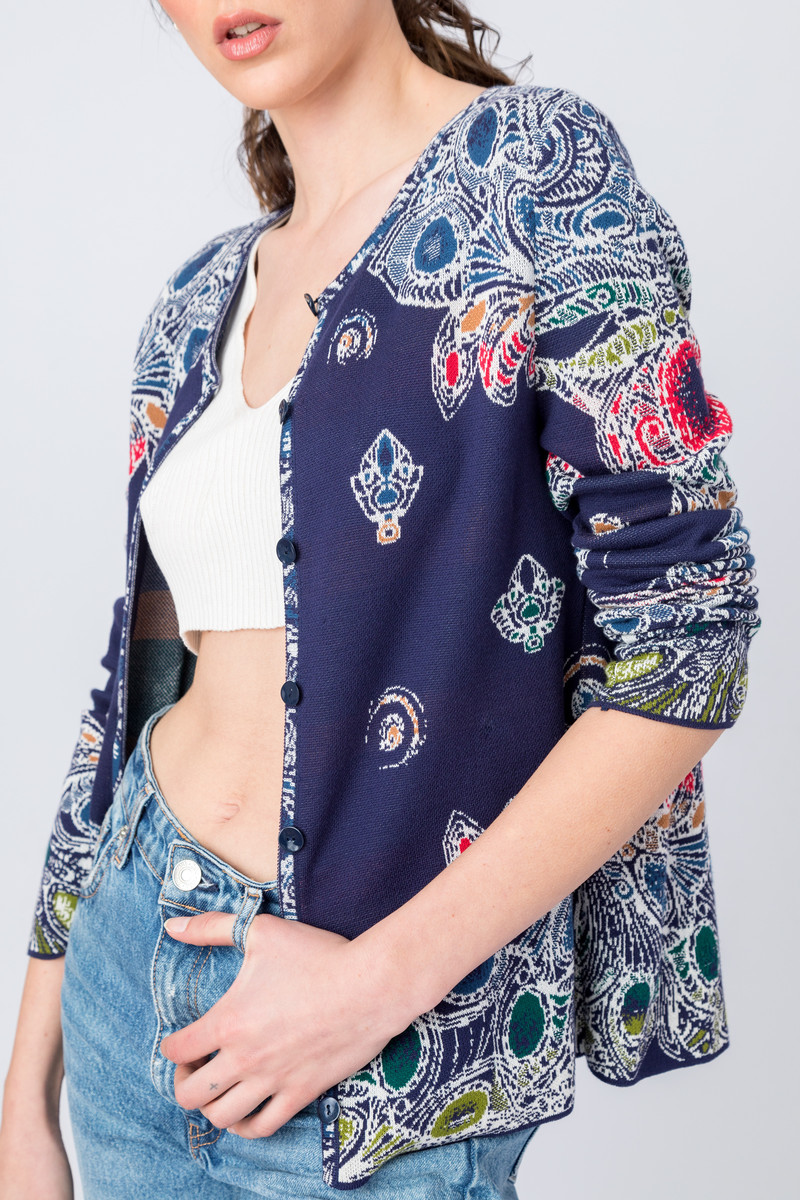 IVKO - Jacquard Cardigan Necklace Pattern Marine