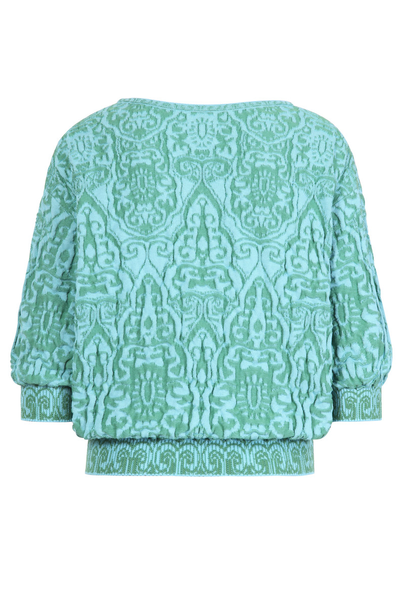 IVKO - Jacquard V-Neck Pullover Filigree Pattern Green