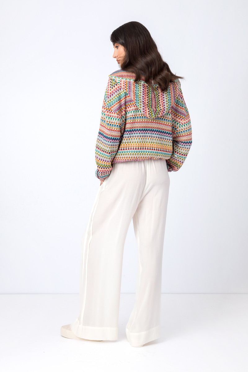 IVKO - Jacquard Jacket with Hoody Stripe Pattern White