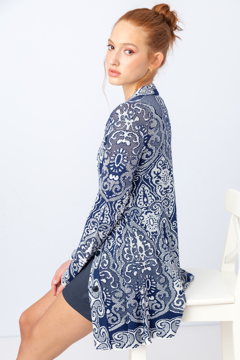 IVKO - Jacquard Cardigan Filigree Pattern Off-White