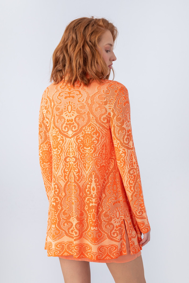 IVKO - Jacquard Cardigan Filigree Pattern Peach