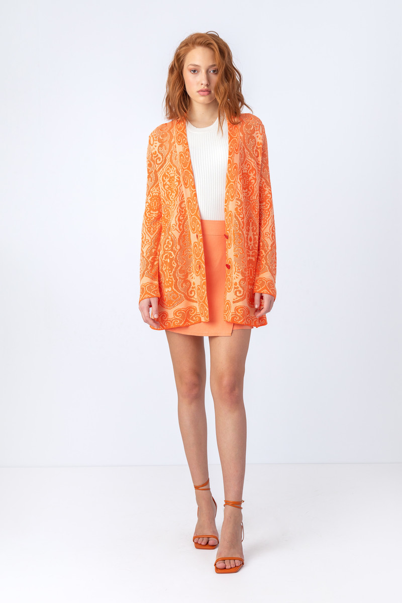 IVKO - Jacquard Cardigan Filigree Pattern Peach