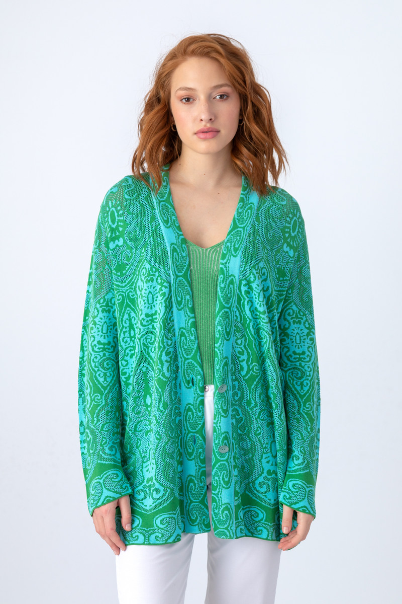 IVKO - Jacquard Cardigan Filigree Pattern Green