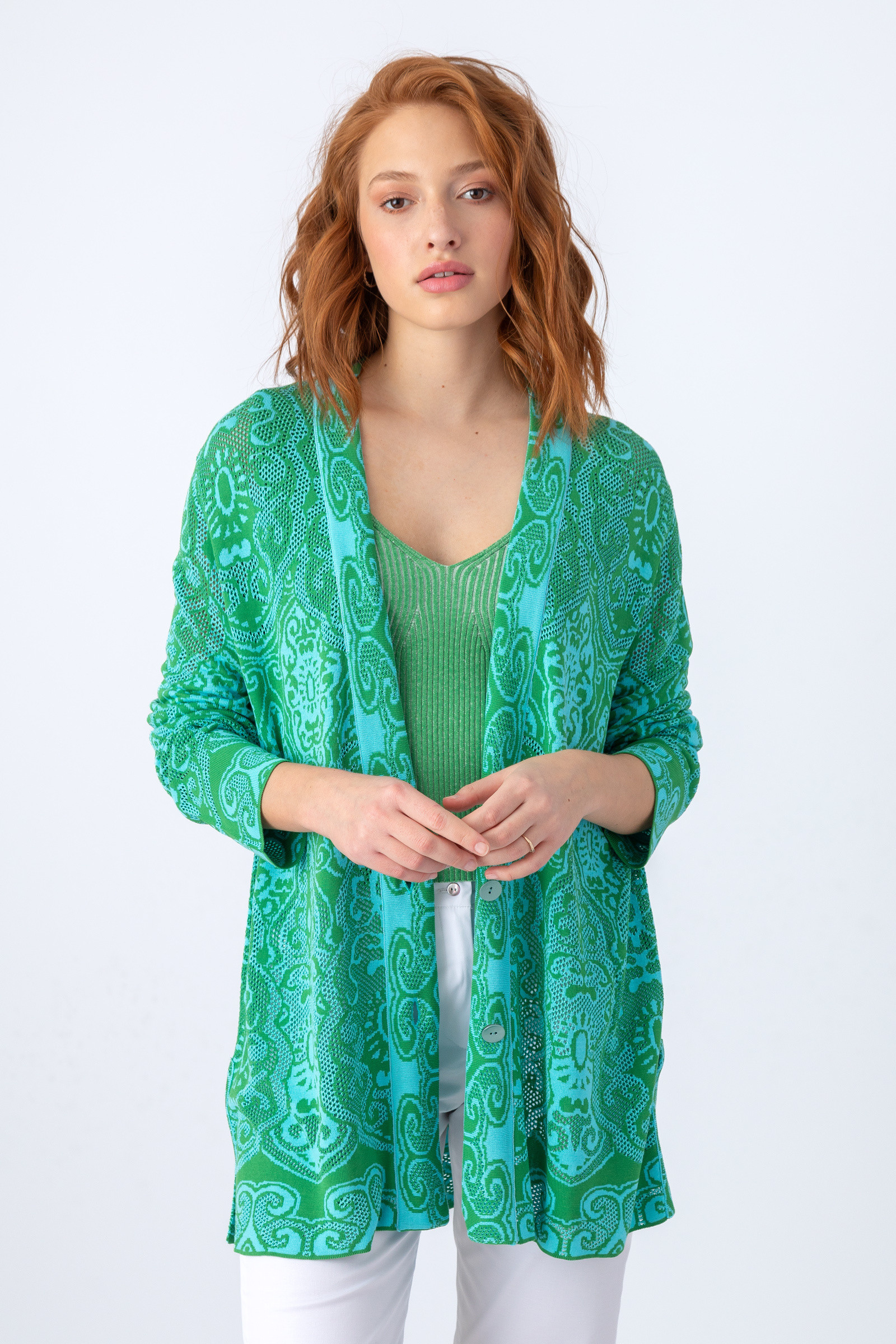IVKO  Woman IVKO - Jacquard Cardigan Filigree Pattern Green