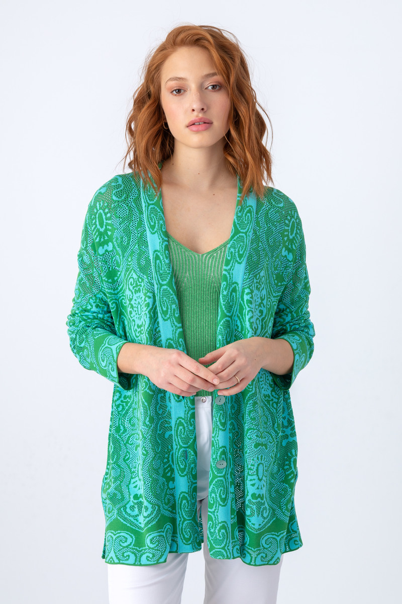 IVKO - Jacquard Cardigan Filigree Pattern Green