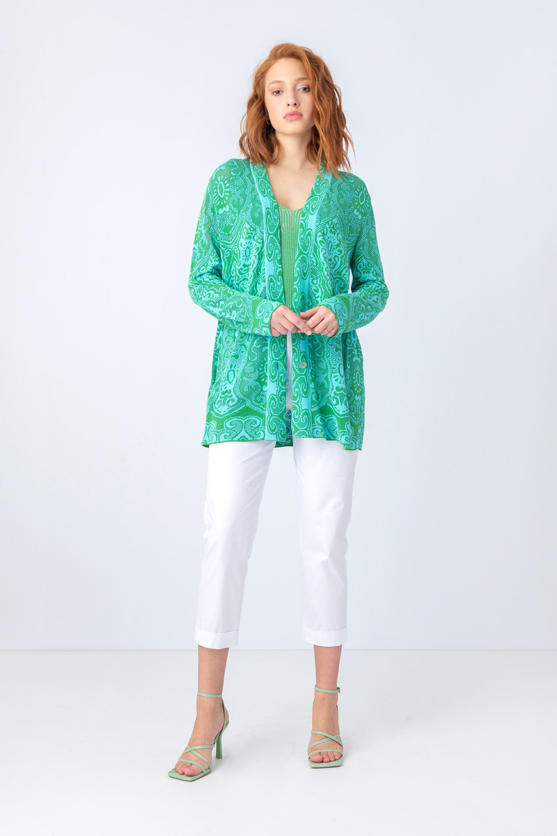 IVKO - Jacquard Cardigan Filigree Pattern Green