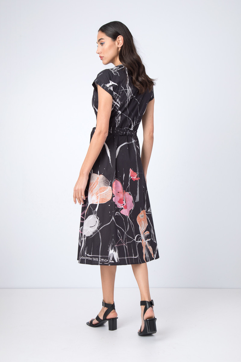 IVKO - A-Line Dress Letter Print Black