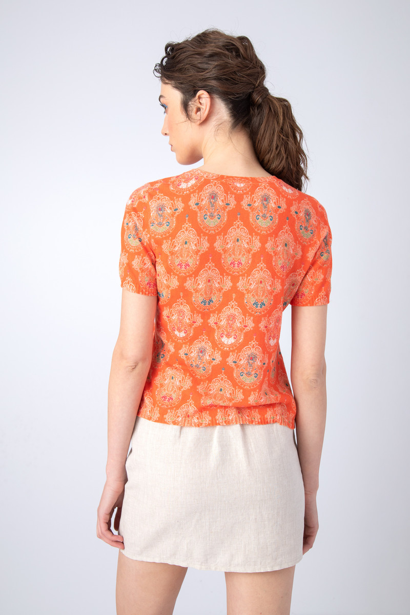 IVKO - Printed Pullover Retro Motif Peach