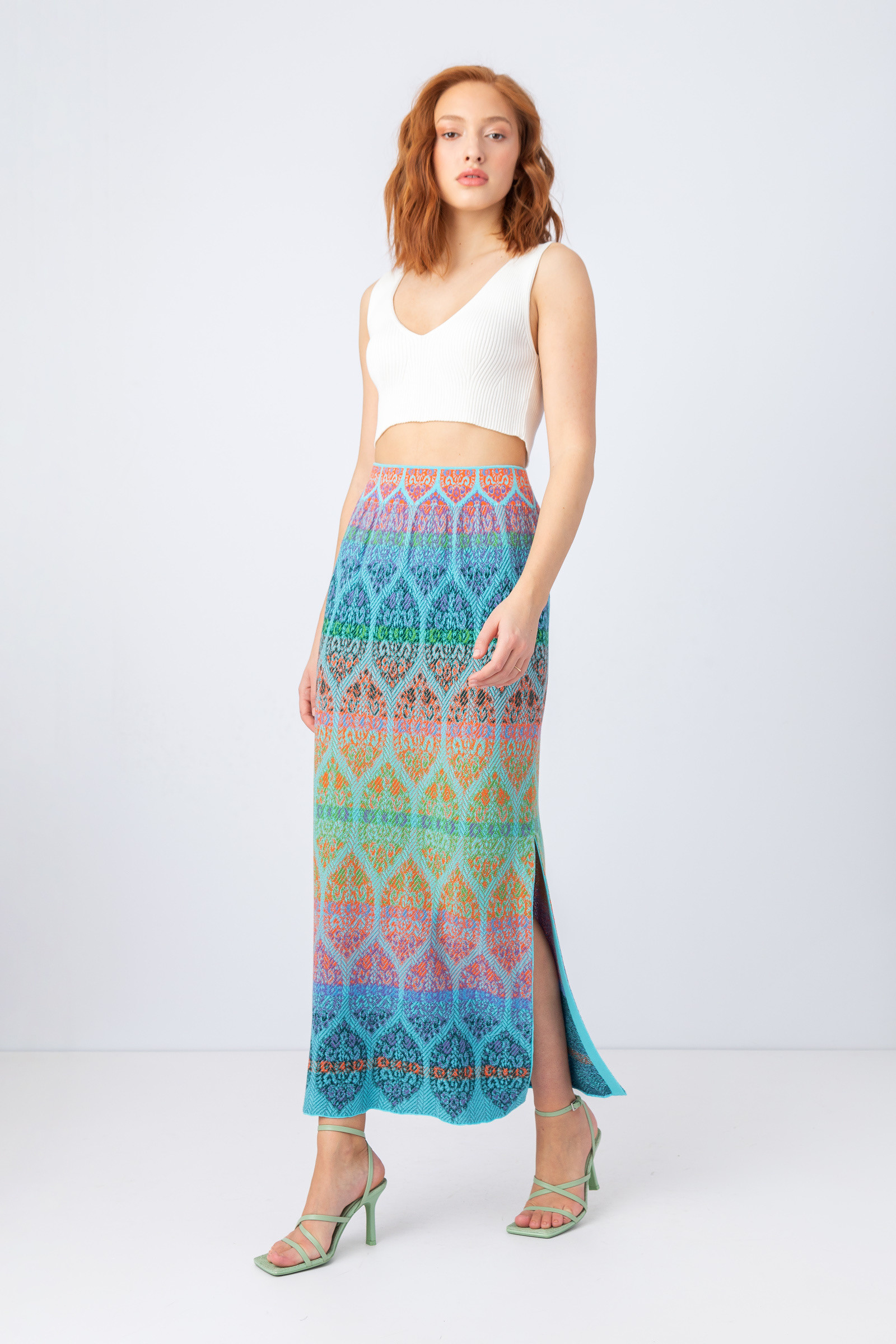 IVKO  Woman IVKO - Maxi Skirt Retro Pattern Sky