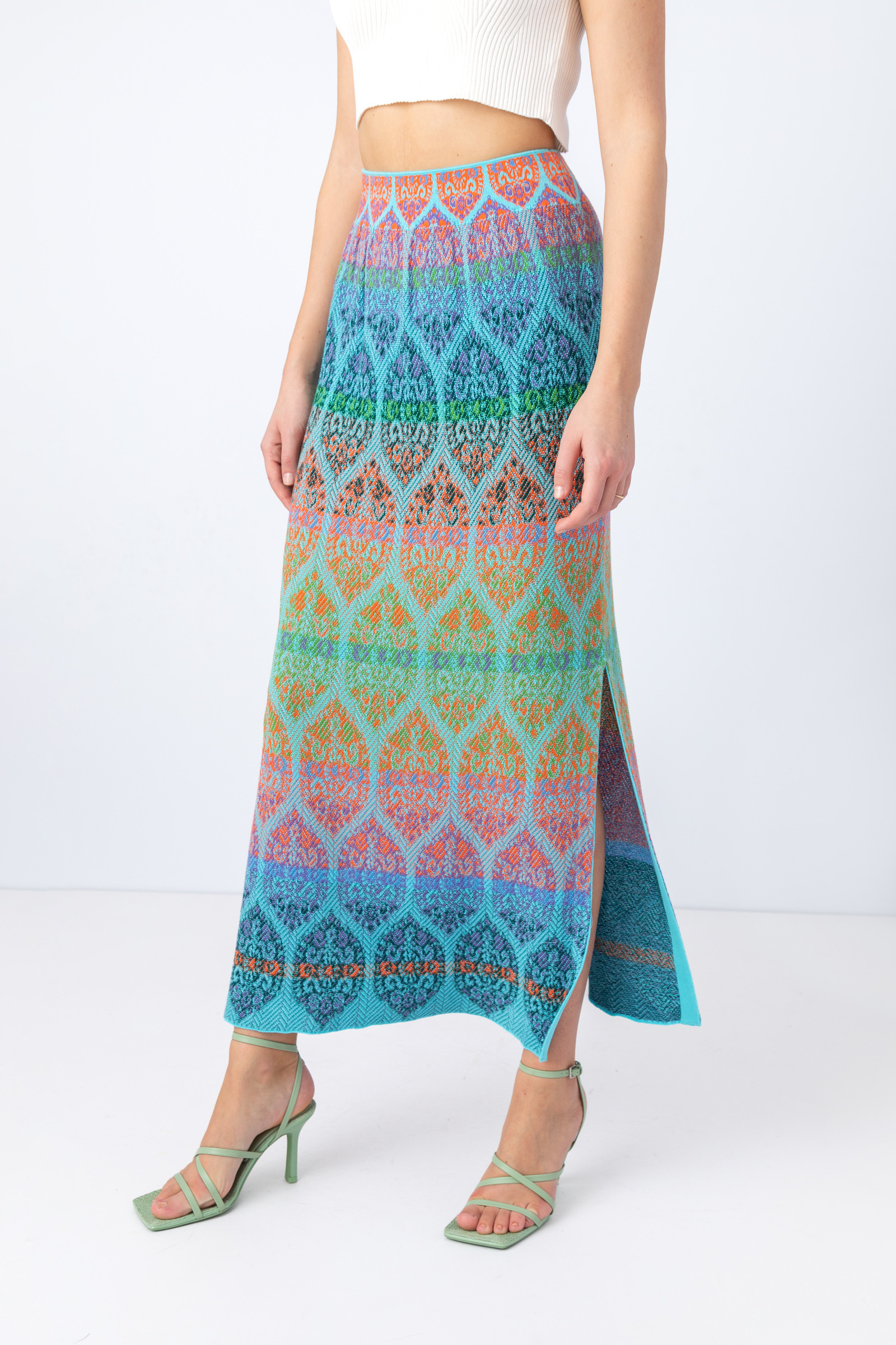 IVKO  Woman IVKO - Maxi Skirt Retro Pattern Sky