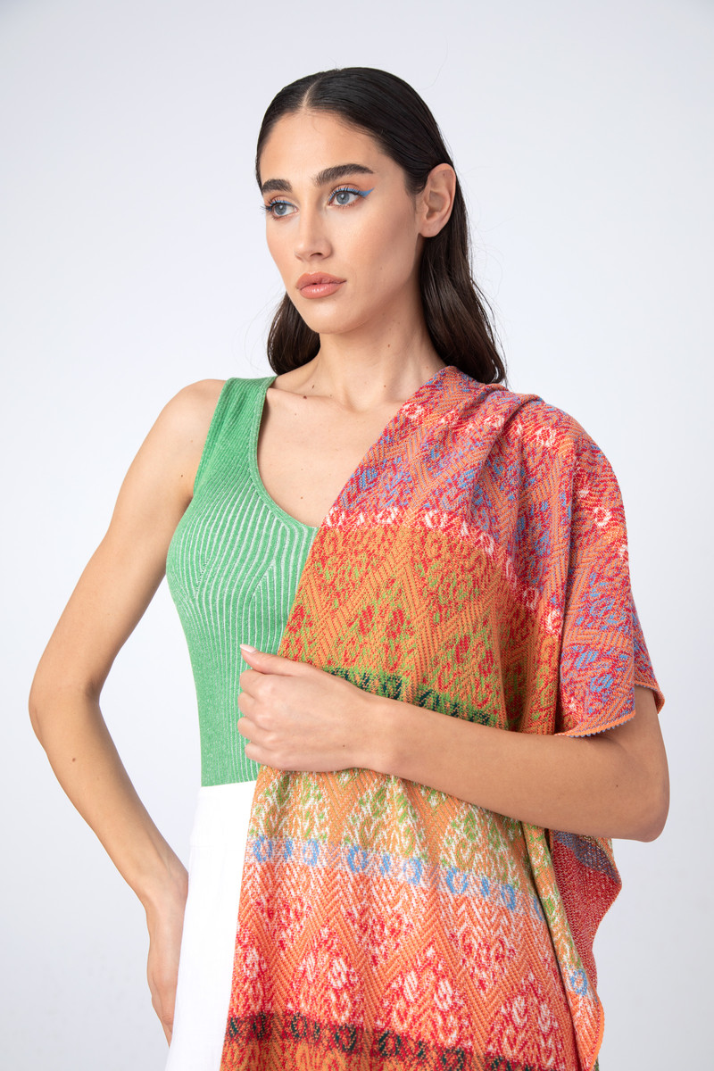 IVKO - Jacquard Scarf Retro Pattern Peach