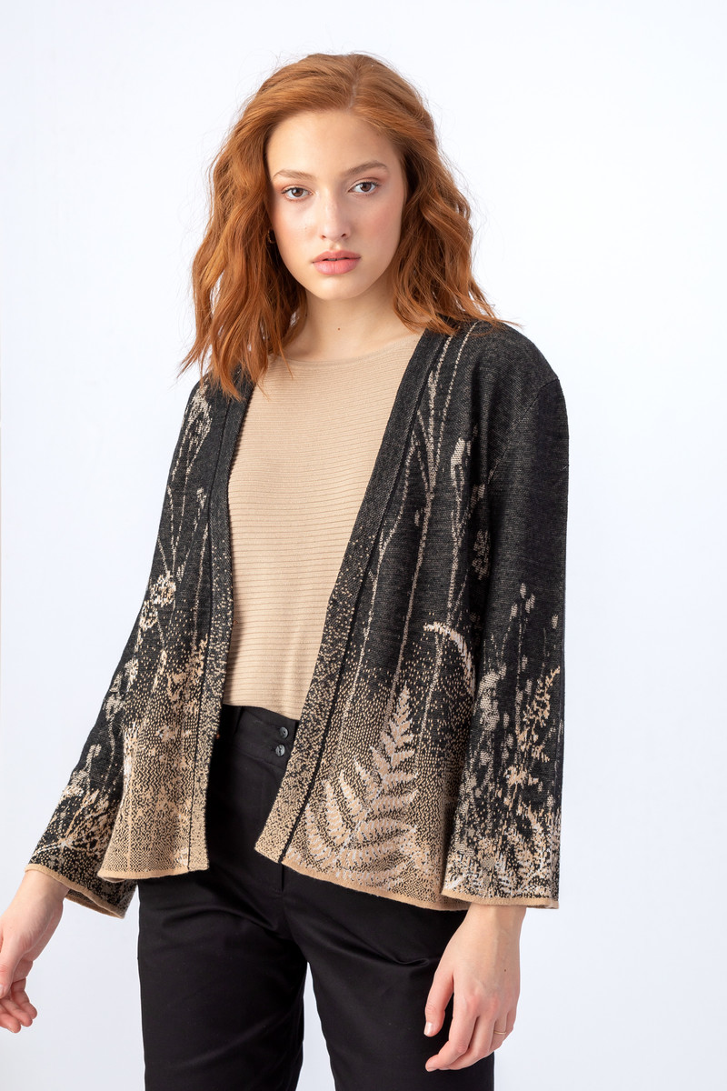 IVKO - Jacquard Cardigan Shadow Pattern Black