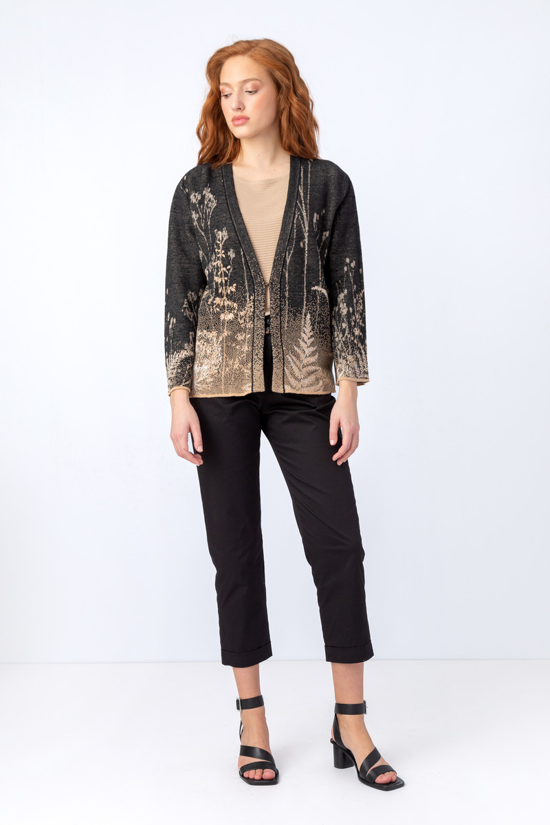 IVKO - Jacquard Cardigan Shadow Pattern Black