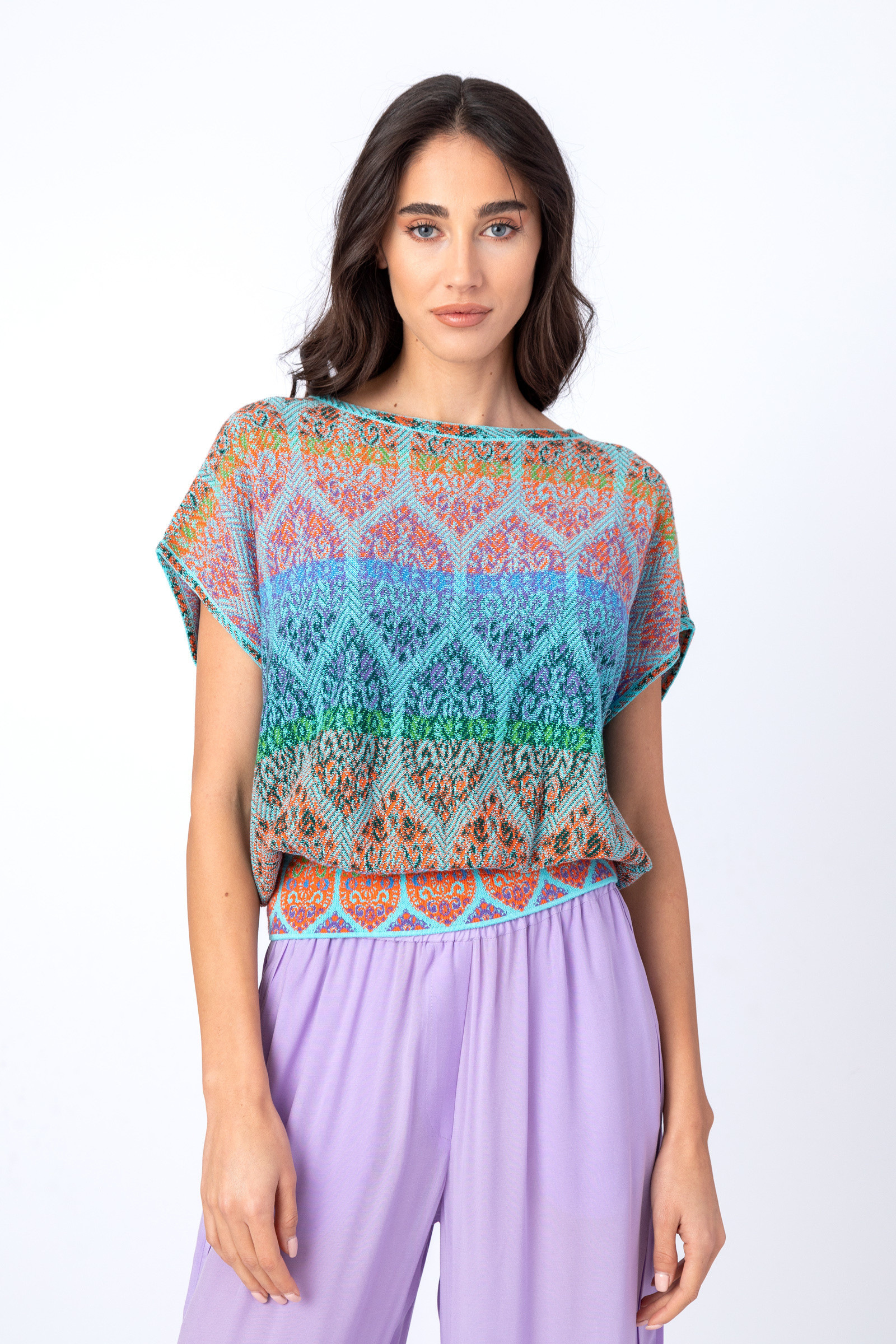 IVKO  Woman IVKO  - Jacquard Pullover Retro Pattern Sky