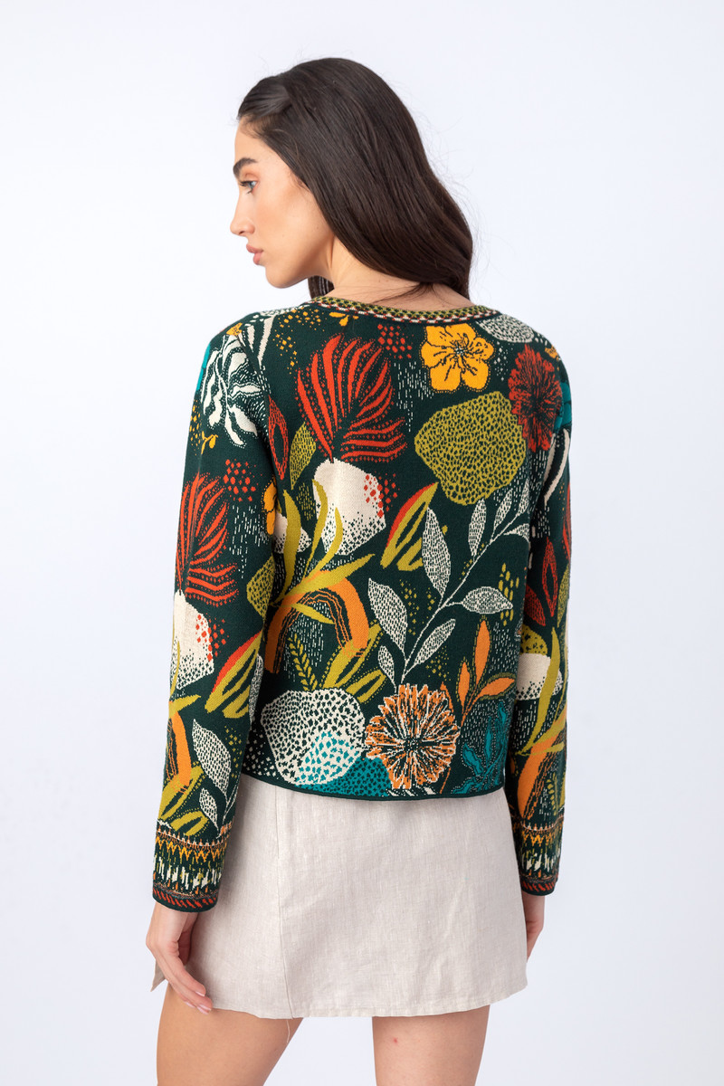 IVKO - Jacquard Cardigan Sea Plants Pattern Amazonas