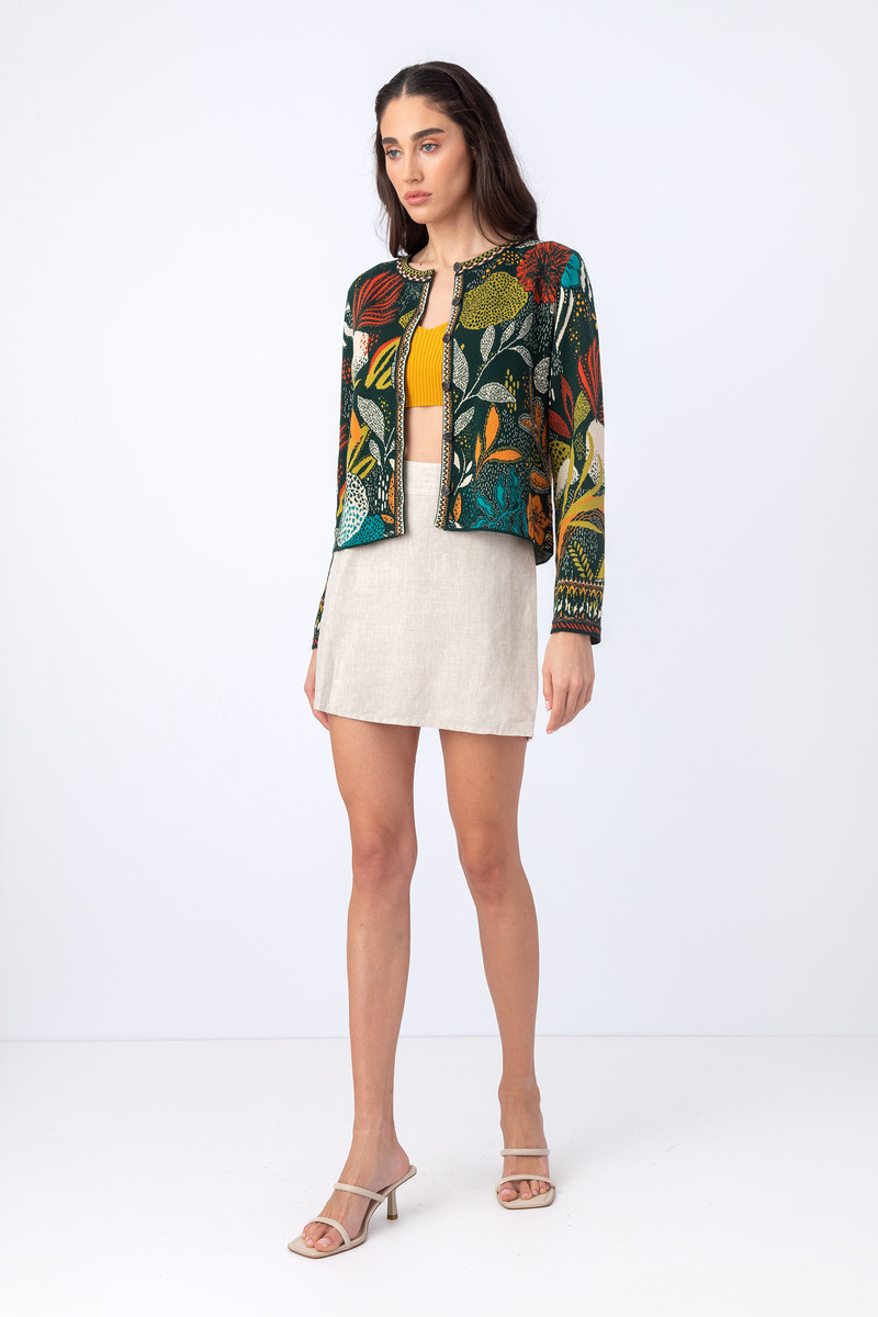 IVKO - Jacquard Cardigan Sea Plants Pattern Amazonas