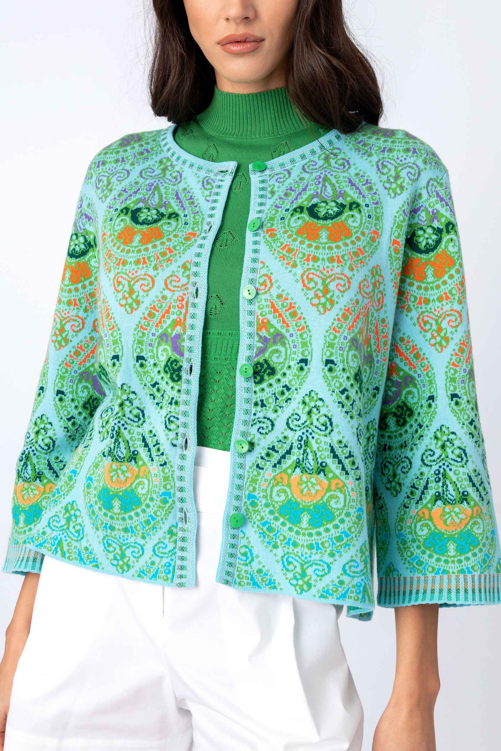 IVKO  Woman IVKO - Jacquard Cardigan Retro Pattern Sky