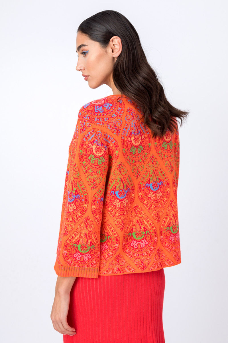 IVKO - Jacquard Cardigan Retro Pattern Peach