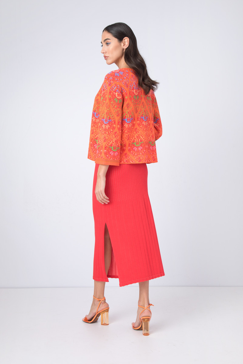 IVKO - Jacquard Cardigan Retro Pattern Peach