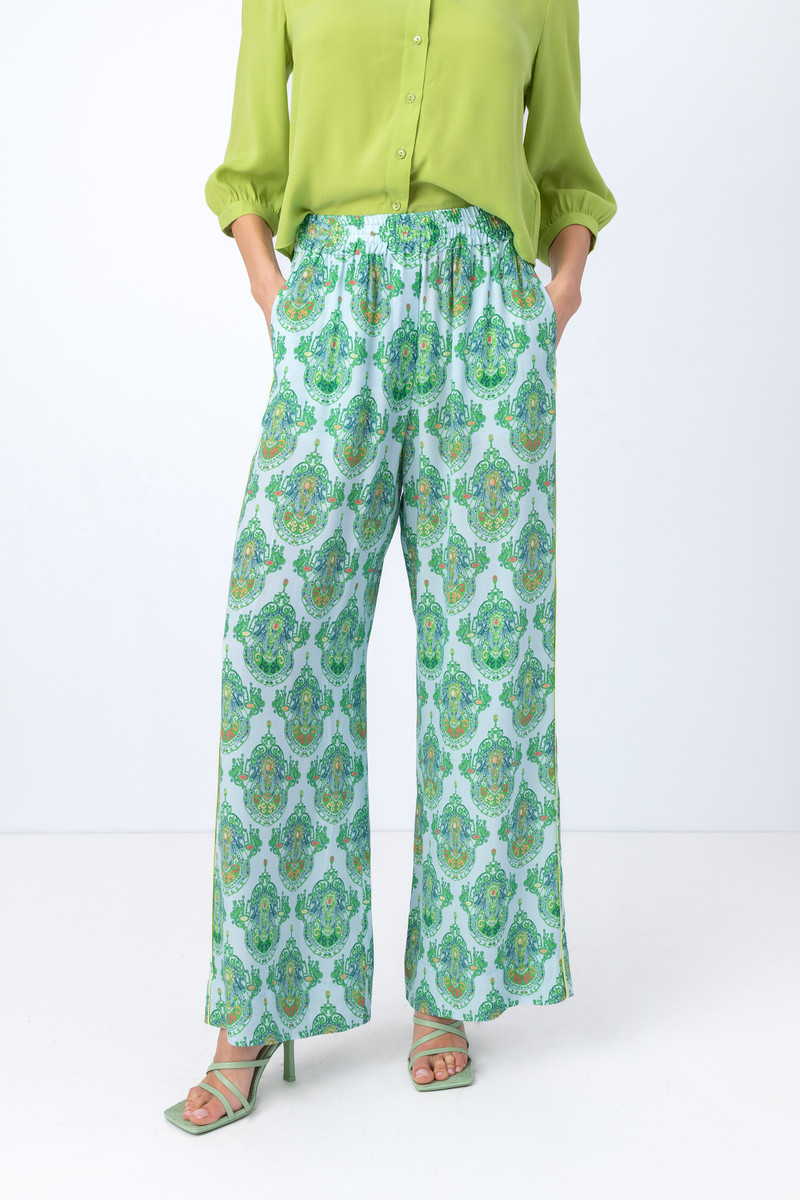 IVKO - Viscose Pants Retro Motif Sky