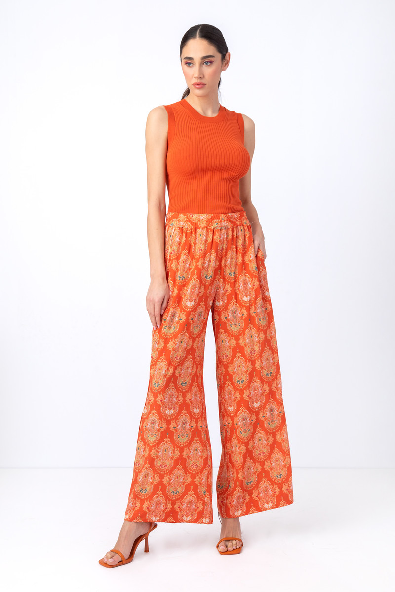 IVKO - Viscose Pants Retro Motif Peach