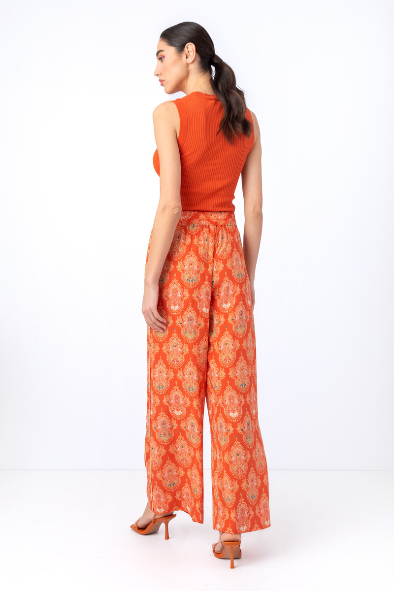 IVKO - Viscose Pants Retro Motif Peach