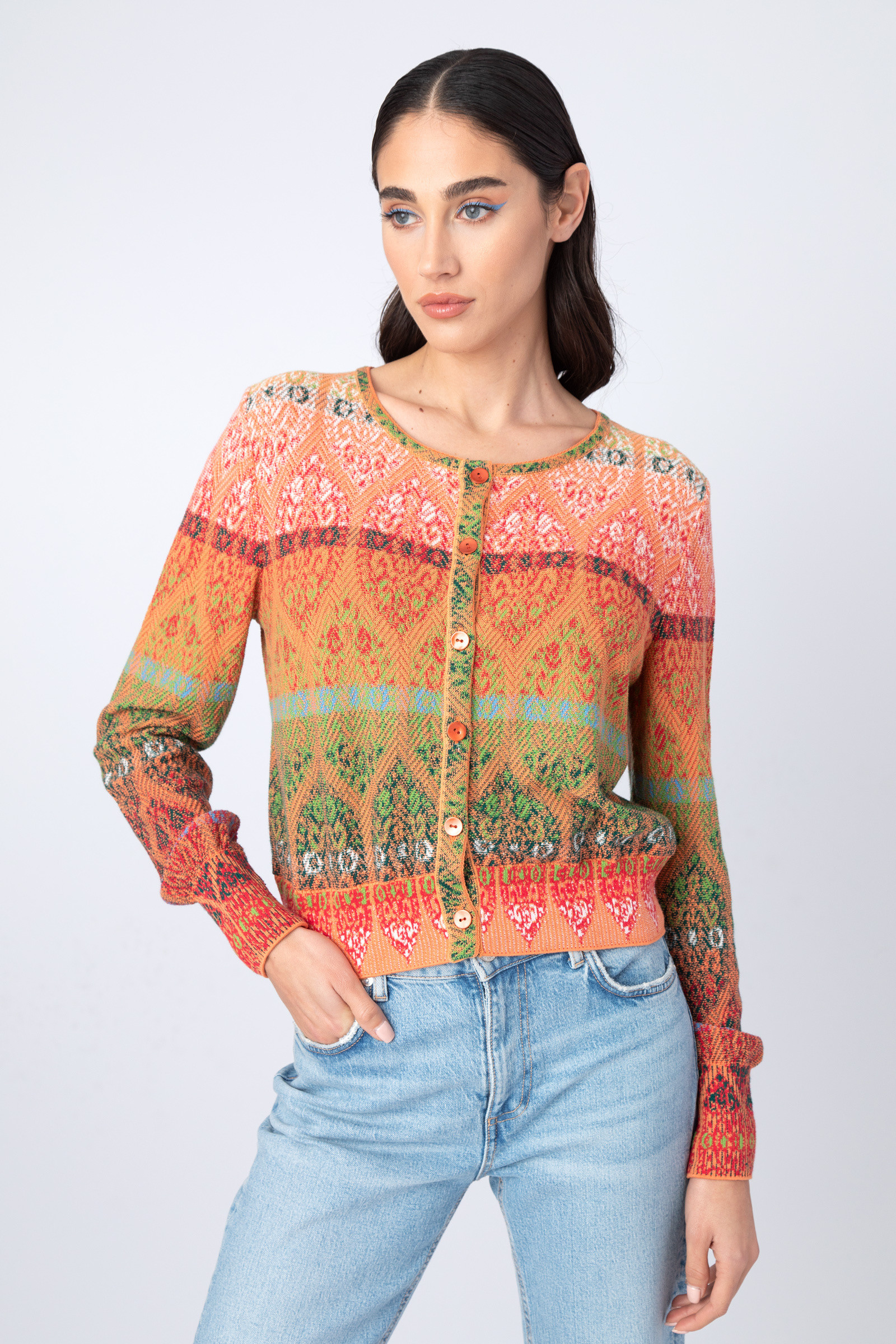 IVKO  Woman IVKO - Jacquard Cardigan Retro Motif Peach