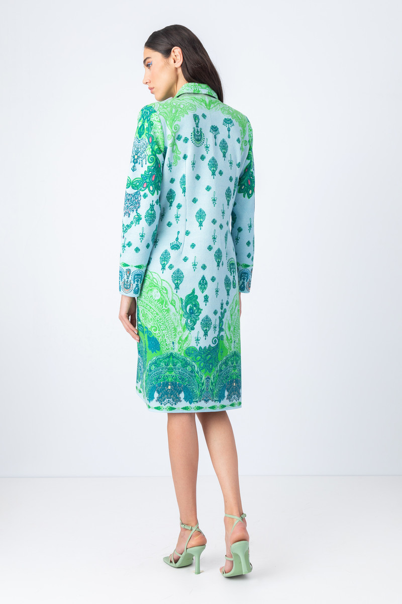 IVKO - Printed Coat Filigree Motif Sky