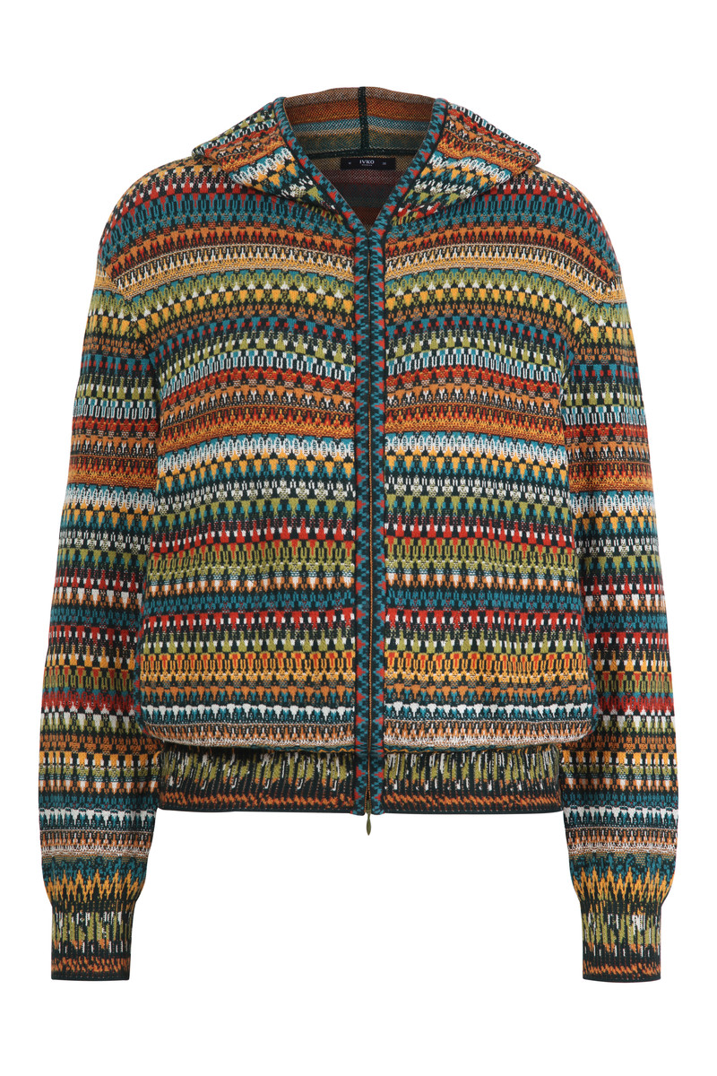 IVKO - Jacquard Jacket with Hoodie Stripe Pattern Amazonas