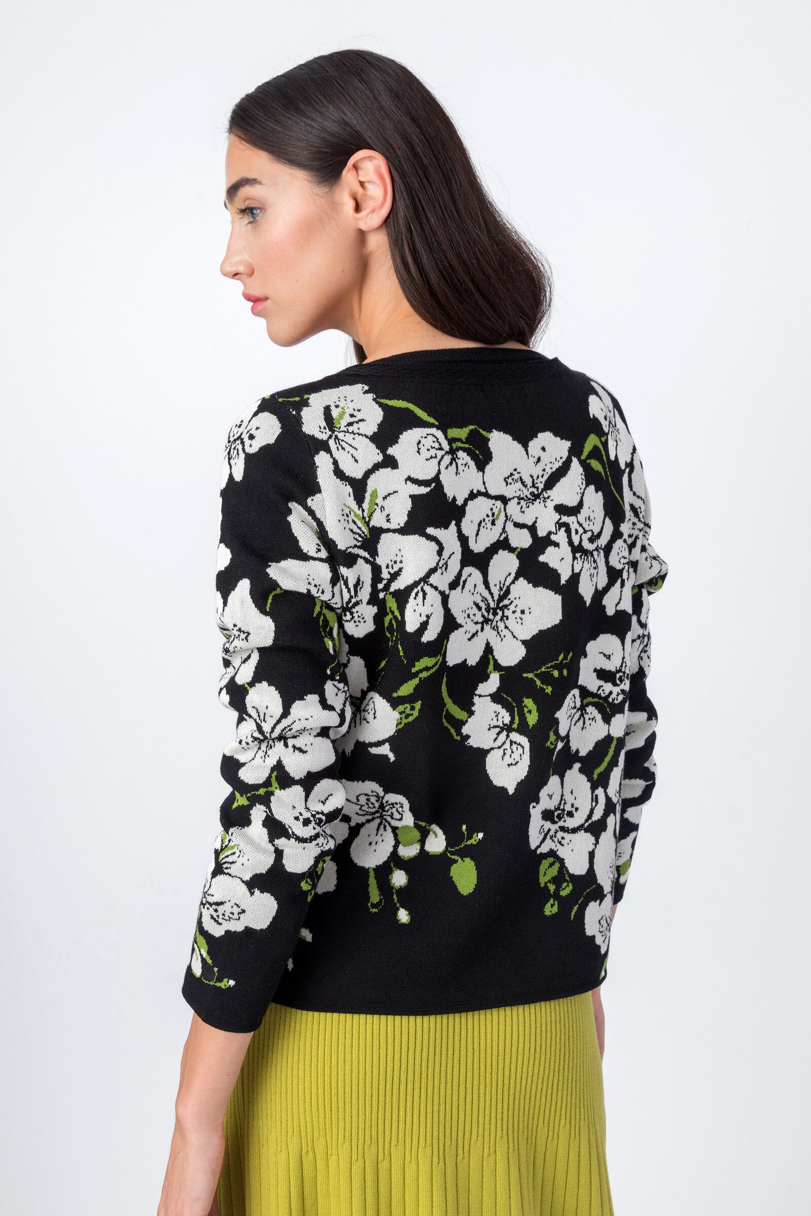 IVKO  Woman IVKO - Round Neck Cardigan Orchid Motive Black