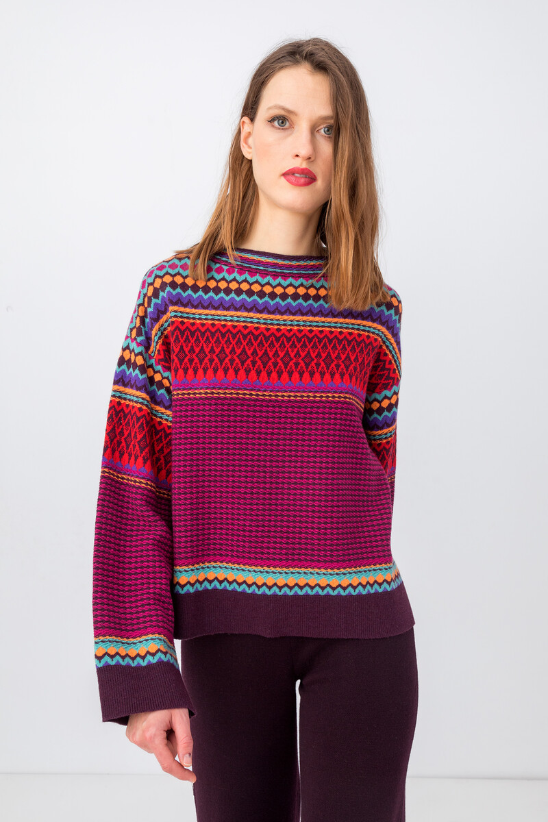 IVKO - Jacquard Pullover Structure Pattern Pink