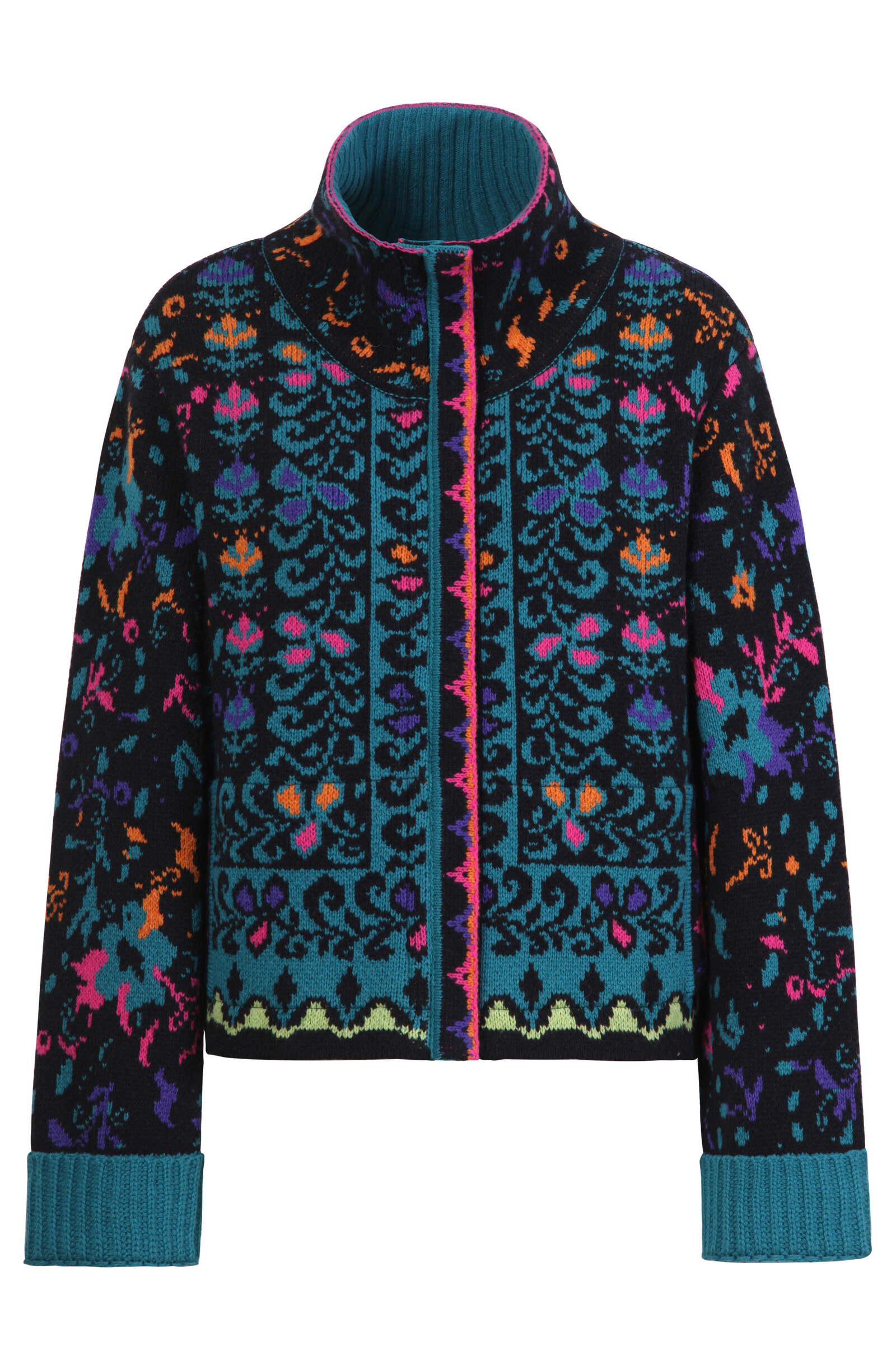 IVKO  Woman IVKO - Roll-Neck Jacket Floral Pattern Black