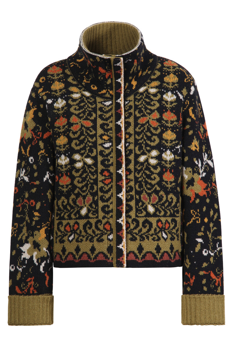 IVKO - Roll-Neck Jacket Floral Pattern Tabac