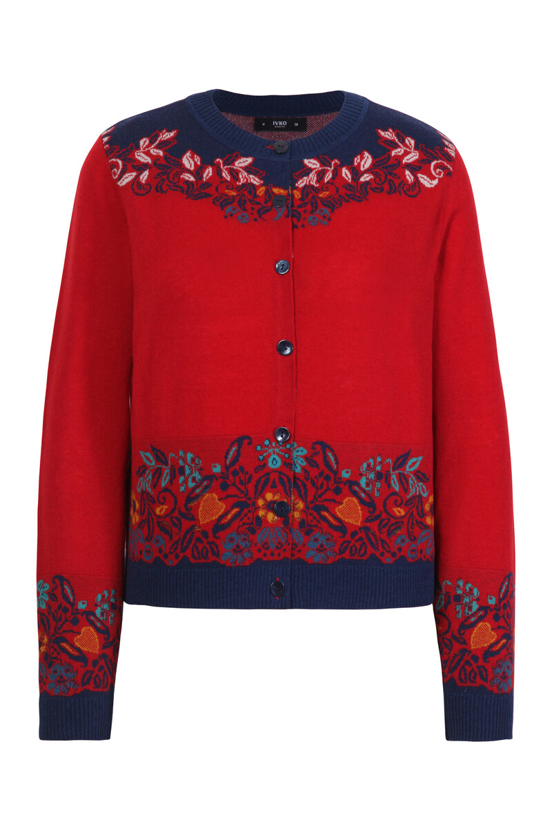 IVKO - Cardigan Intarsia Pattern Red
