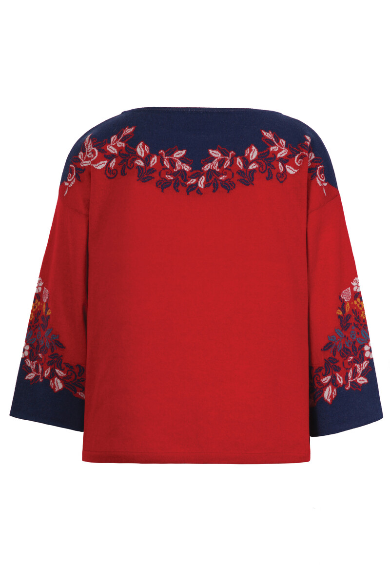 IVKO - Intarsia Pullover Floral Motive Red