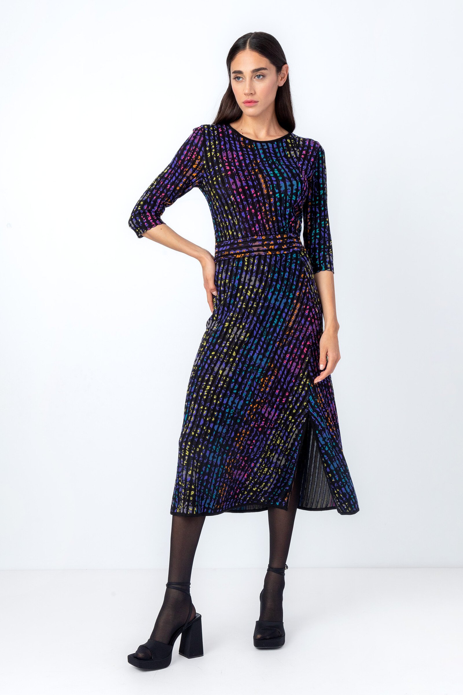 IVKO  Woman IVKO - Asymmetric Dress Floral Pattern Black
