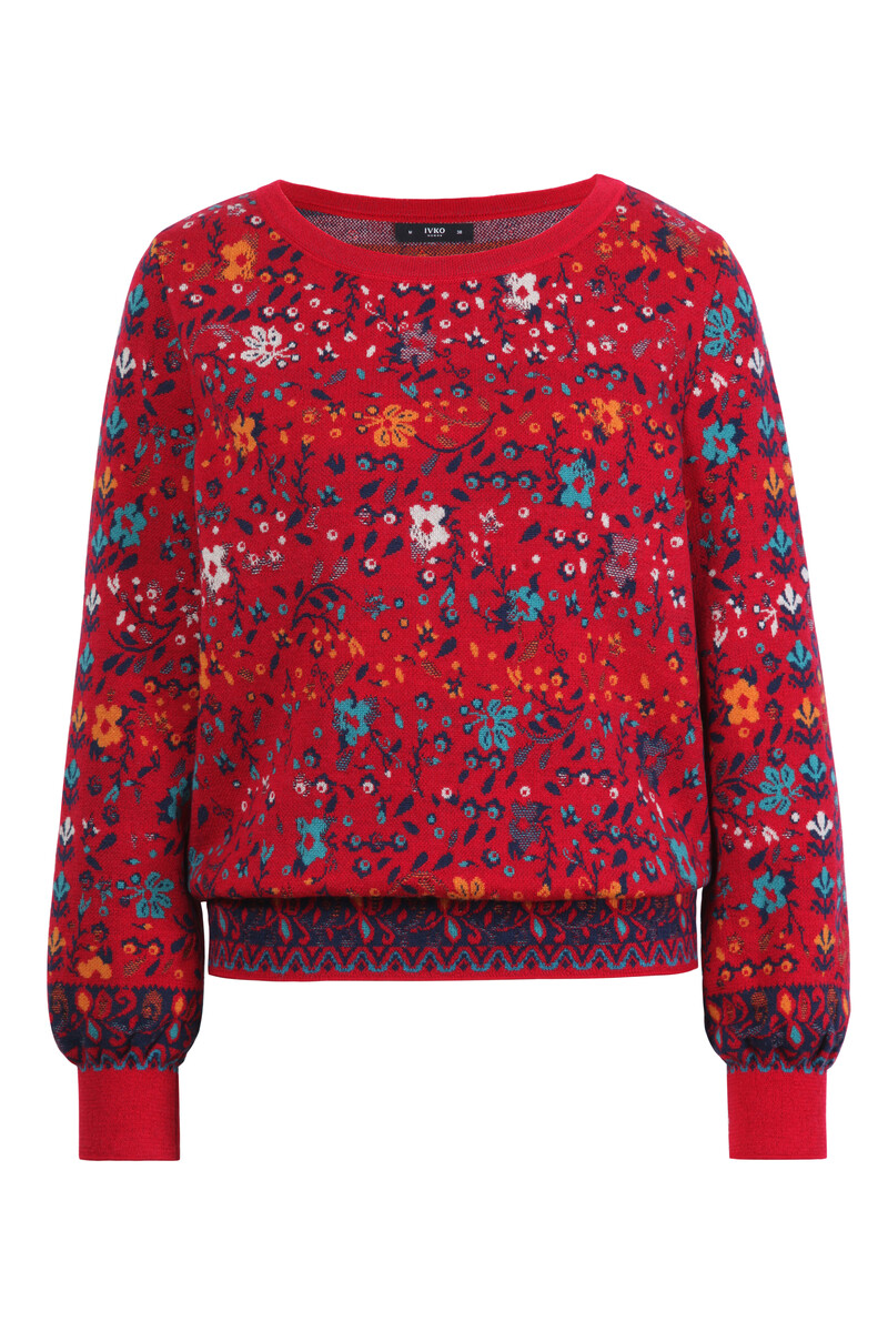 IVKO - Jacquard Pullover Floral Pattern Red