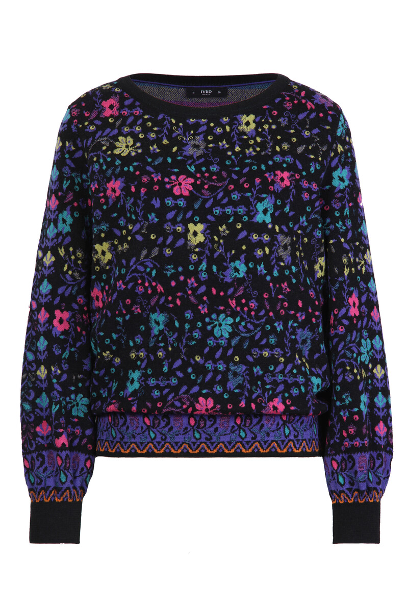 IVKO - Jacquard Pullover Floral Pattern Black