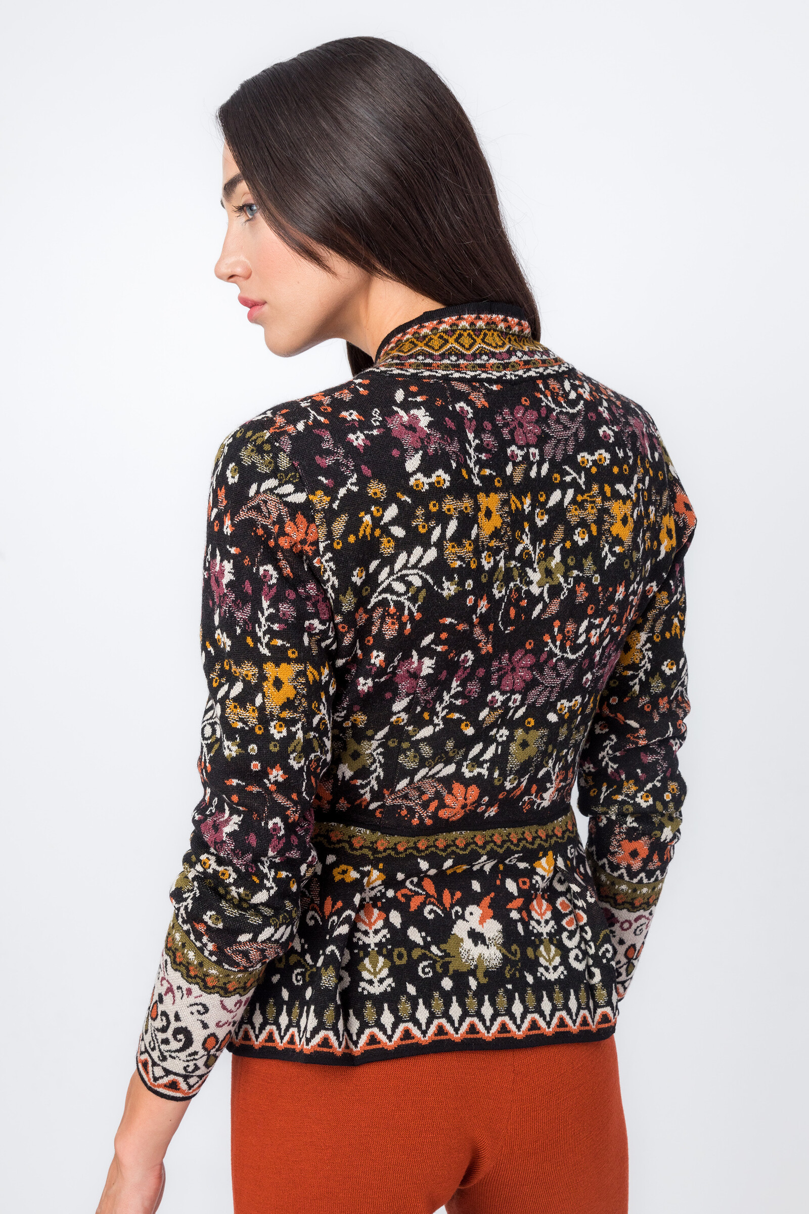 IVKO  Woman IVKO - V-Neck Jacket Floral Pattern Tabac