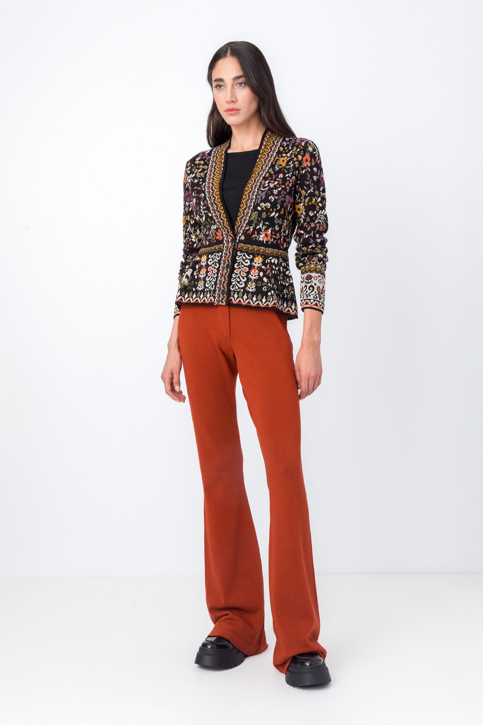 IVKO  Woman IVKO - V-Neck Jacket Floral Pattern Tabac