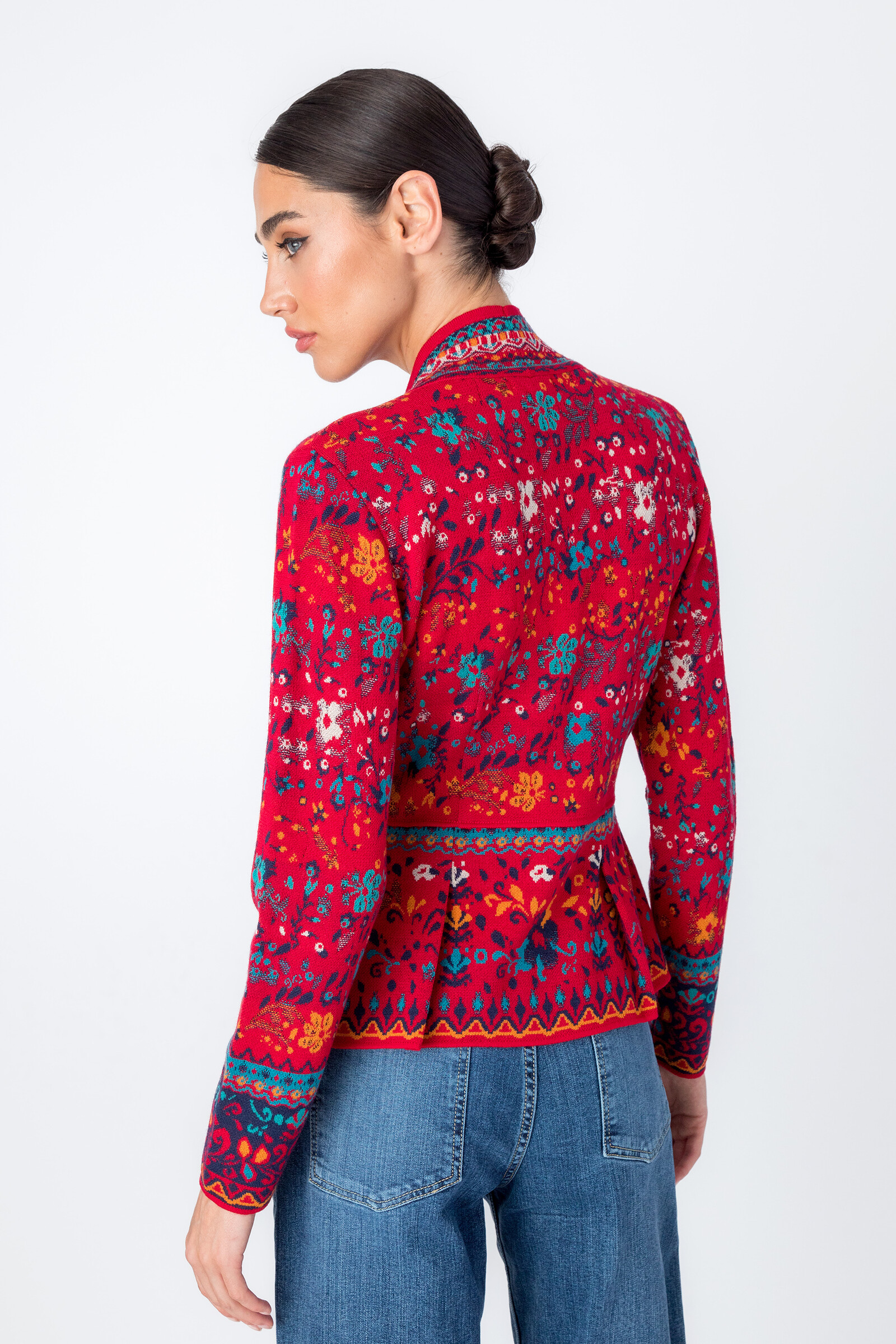 IVKO  Woman IVKO - V-Neck Jacket Floral Pattern Red