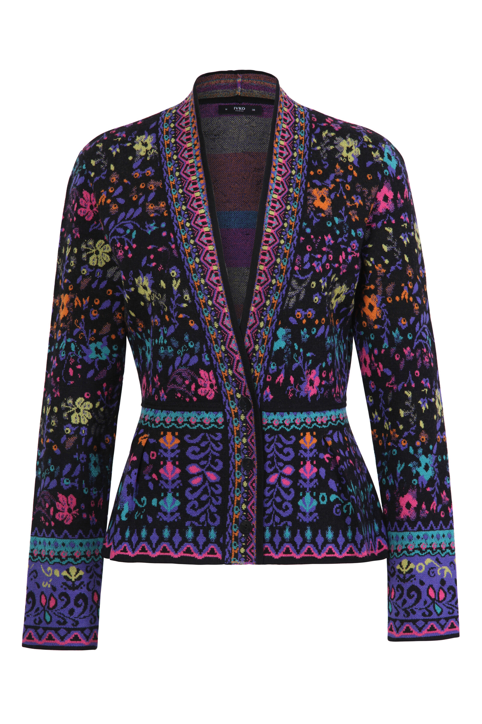 IVKO  Woman IVKO - V-Neck Jacket Floral Pattern Black