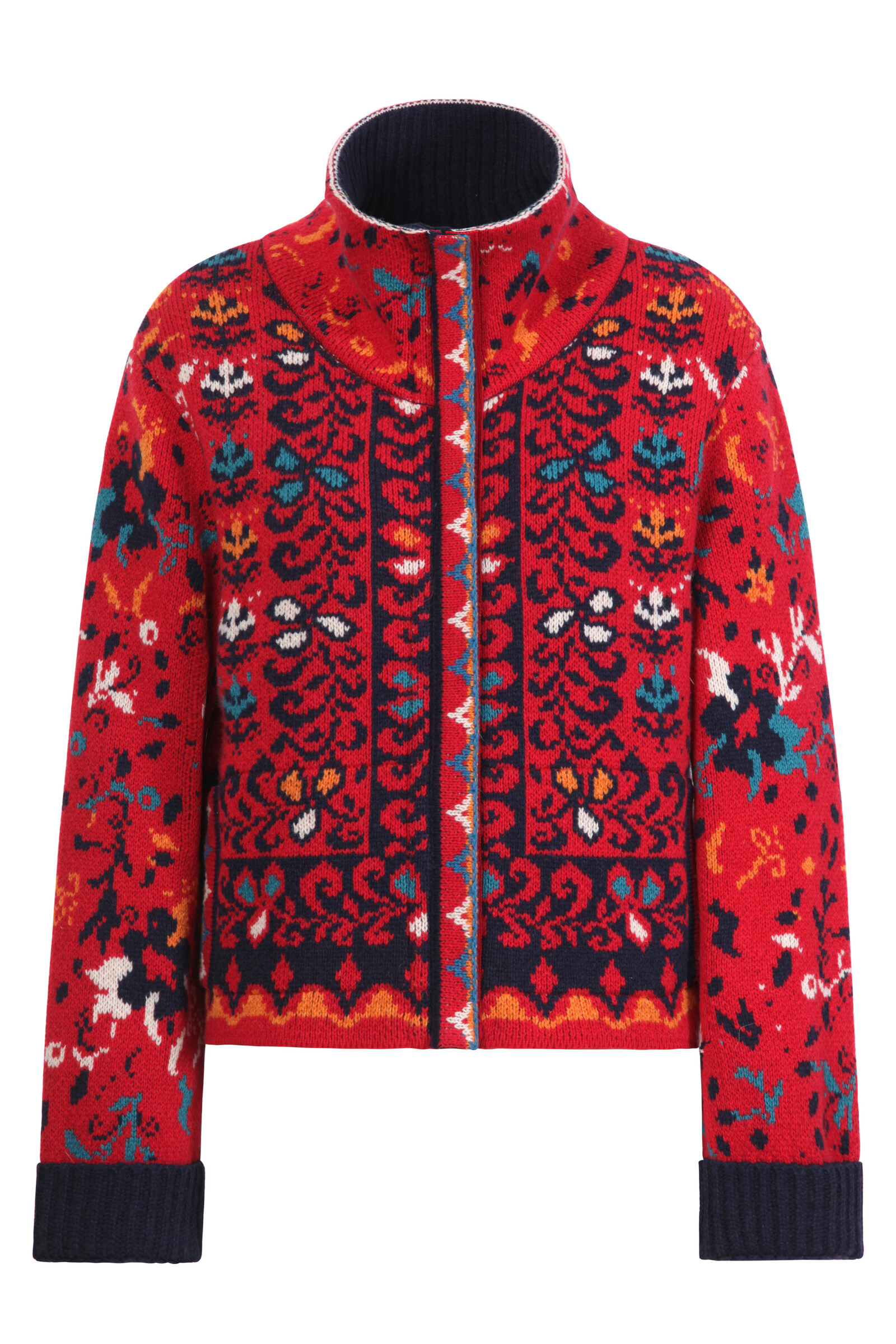 IVKO  Woman IVKO - Roll-Neck Jacket Floral Pattern Red