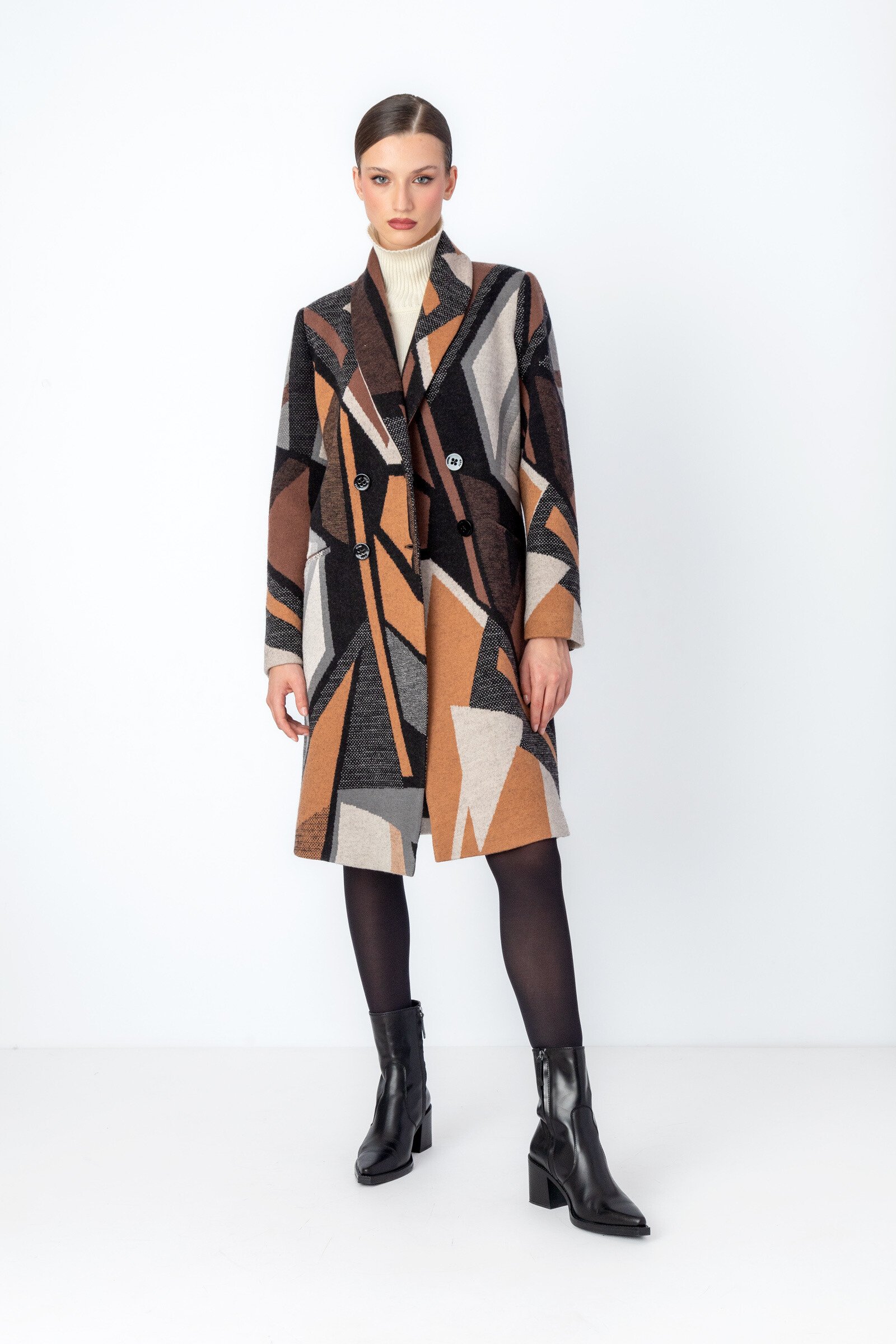 IVKO  Woman IVKO - Coat Abstract Pattern Black