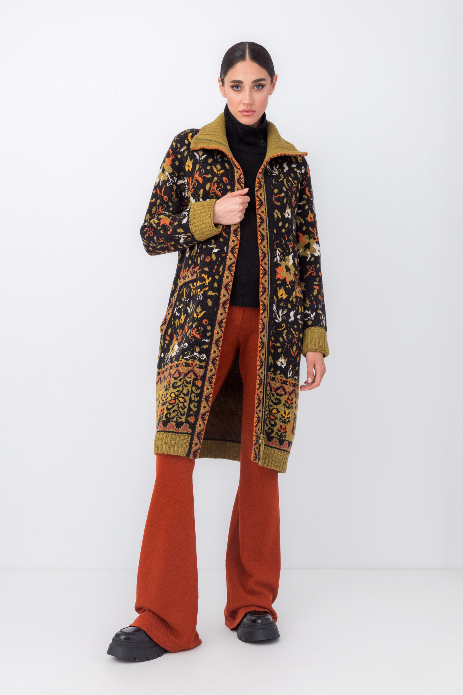 IVKO  Woman IVKO - Jacquard Coat Floral Pattern Tabac